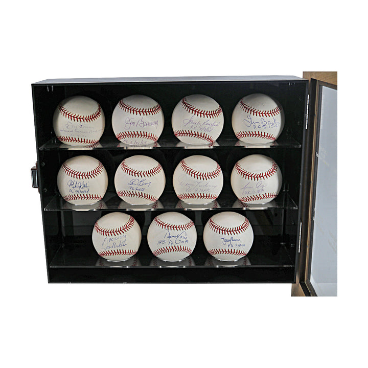 Koufax, Larsen, Johnson, Rogers Perfect Game Pitchers Multi Signed Autographed Inscribed 11 Baseball Case (All American Collectibles COAs)