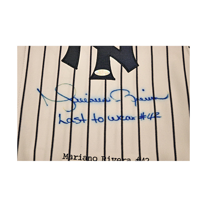 Mariano Rivera New York Yankees Autographed Signed Inscribed Stat Embroidered Majestic Authentic Jersey LE 8/42 (All American Collectibles COA)