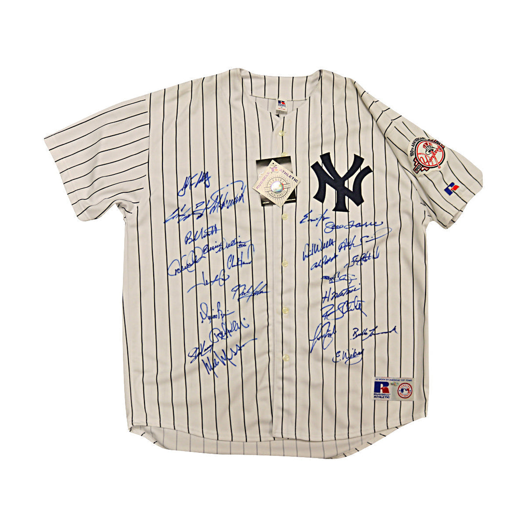 New York Yankees 100th Anniversary Team Autographed Signed Russell Authentic Jersey 25 Autos (All American Collectibles COA)