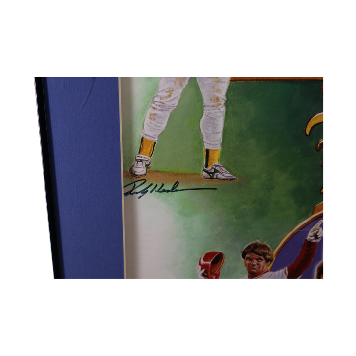 Aaron, Rose, Henderson, Ryan Autographed Signed Framed Ron Lewis Litho (JSA LOA)