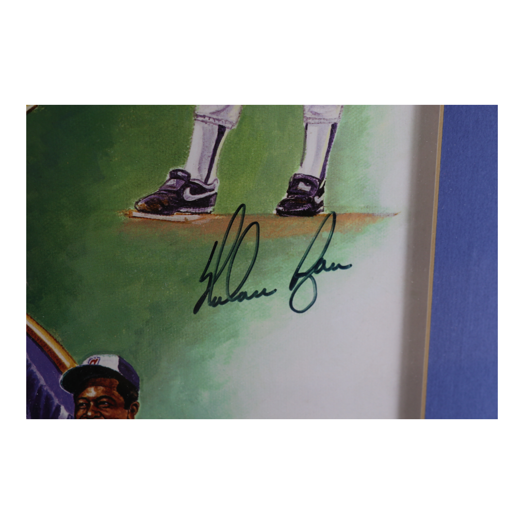 Aaron, Rose, Henderson, Ryan Autographed Signed Framed Ron Lewis Litho (JSA LOA)