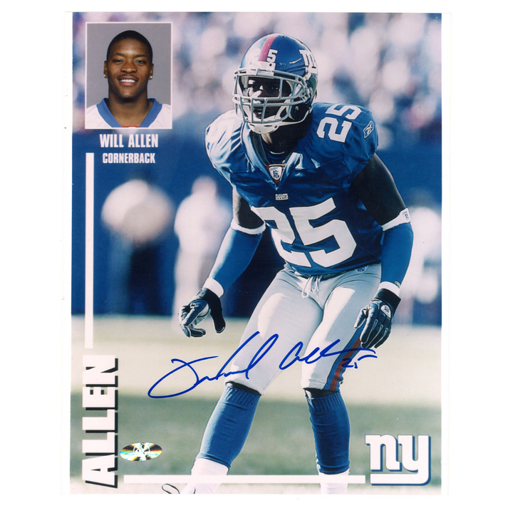 Will Allen New York Giants Autographed Signed 8x10 Photo (All American Collectibles COA) A