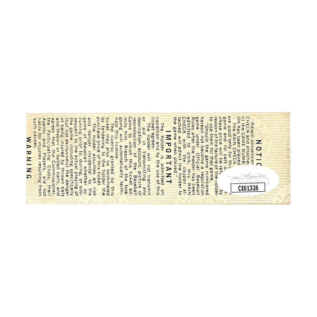 Chris Chambliss New York Yankees Autographed Signed 1976 ALCS Ticket Stub Sec 18 Row H Seat 15 (JSA COA #CE61326) 