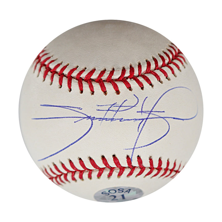 Sammy Sosa Chicago Cubs Autographed OMLB Baseball JSA COA