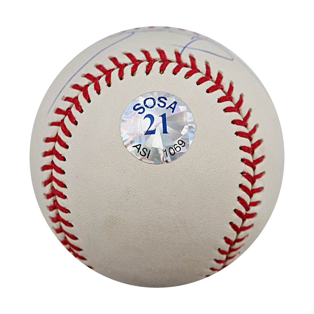 Sammy Sosa Chicago Cubs Autographed OMLB Baseball JSA COA