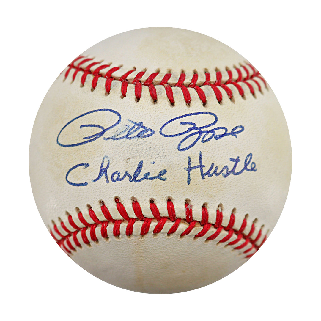 Pete Rose Cincinnati Reds Autographed Inscribed ONL Baseball JSA COA-2