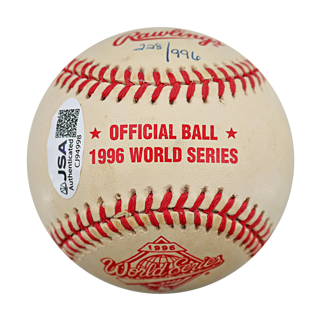 John Wetteland Yankees Autographed 96 World Series Logo Baseball LE /996 JSA COA