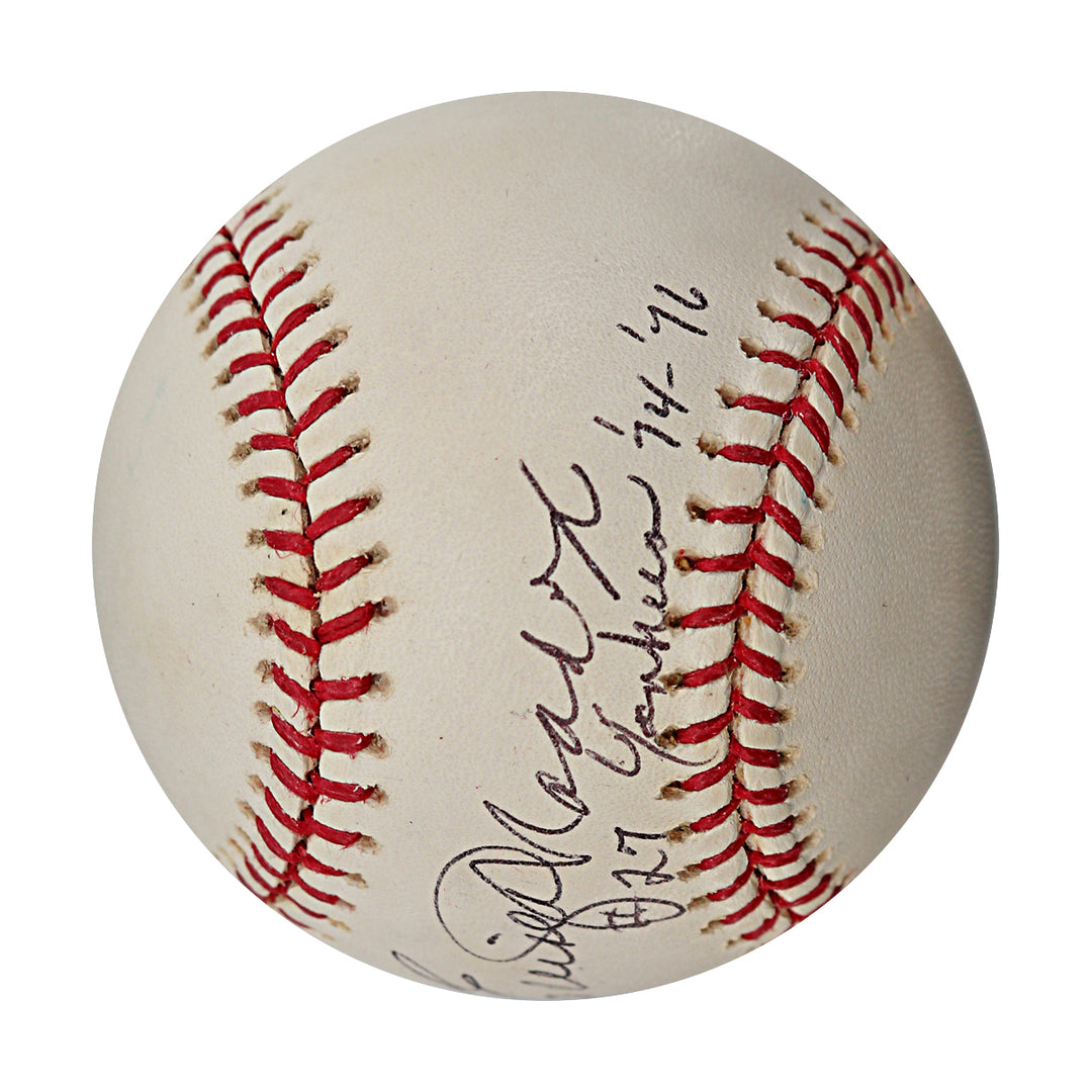 Elliott Maddox New York Yankees Autographed Inscribed OAL Baseball JSA COA