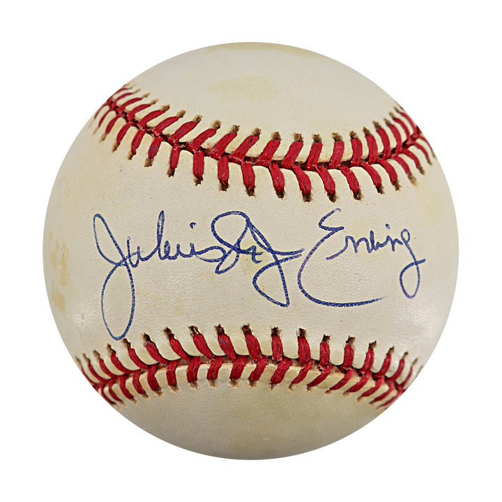 Julius Erving Philadelphia 76ers Autographed ONL Baseball JSA COA
