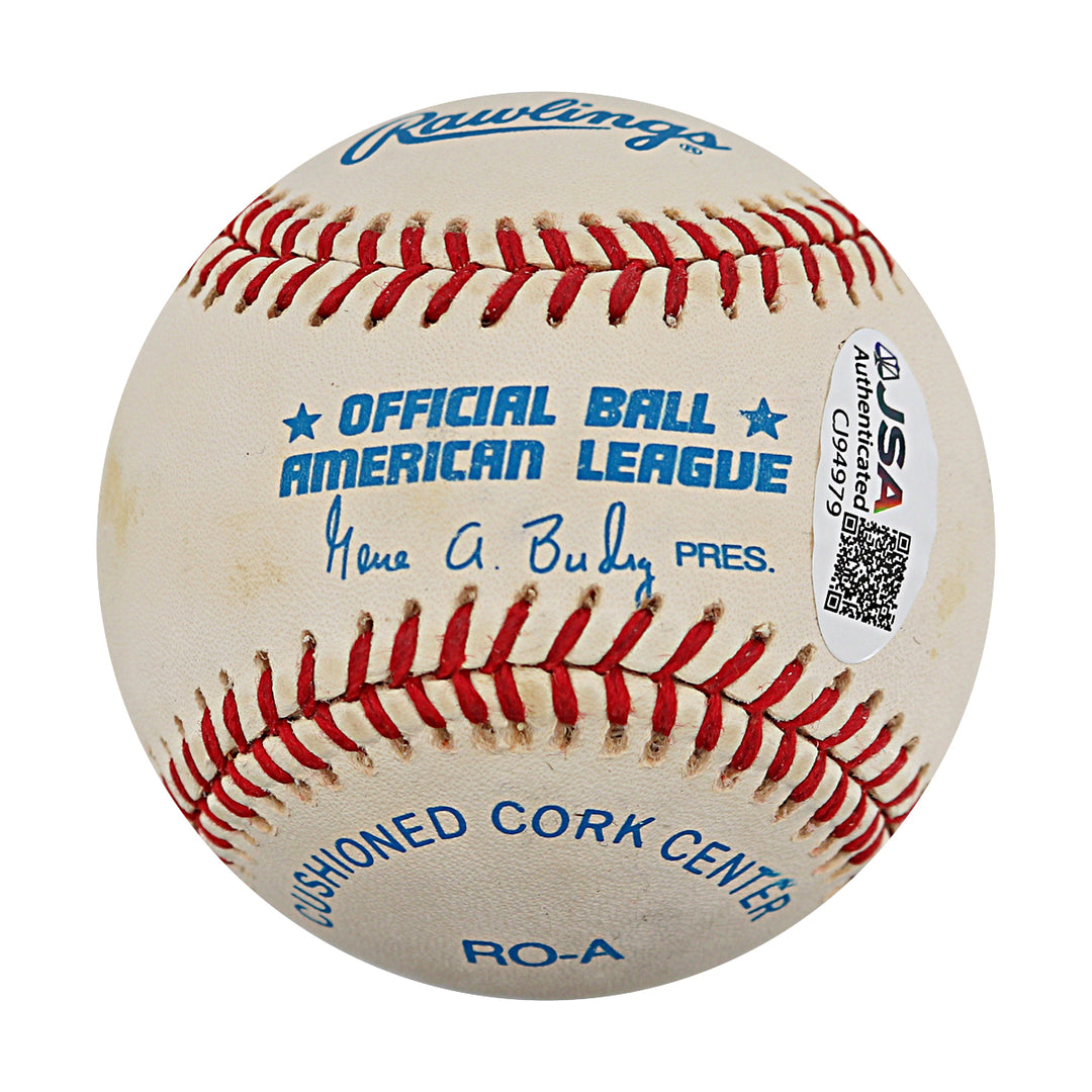 Dee Brown Royals Athletics Autographed OAL Baseball JSA COA