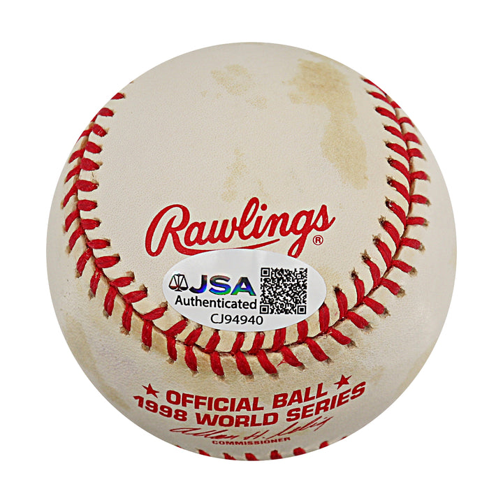 Scott Brosius Yankees Autographed Inscribed 1998 WS Logo Baseball JSA COA
