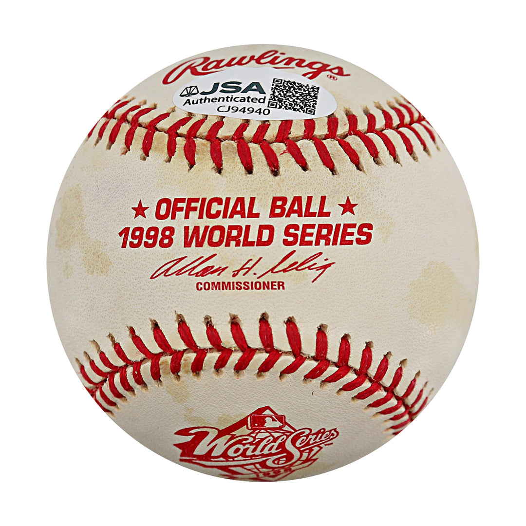 Scott Brosius Yankees Autographed Inscribed 1998 WS Logo Baseball JSA COA