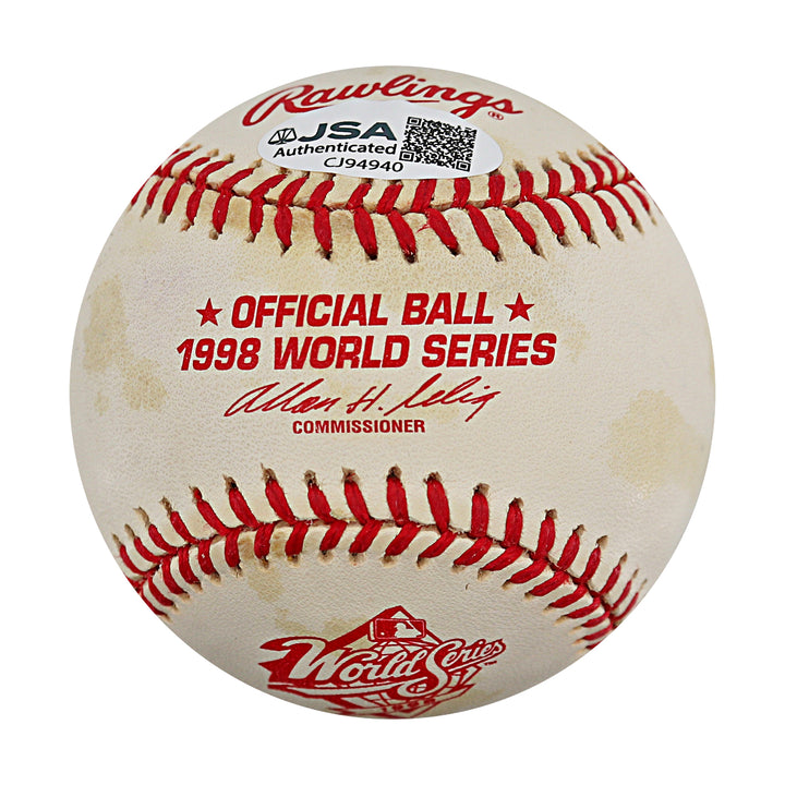 Scott Brosius Yankees Autographed Inscribed 1998 WS Logo Baseball JSA COA