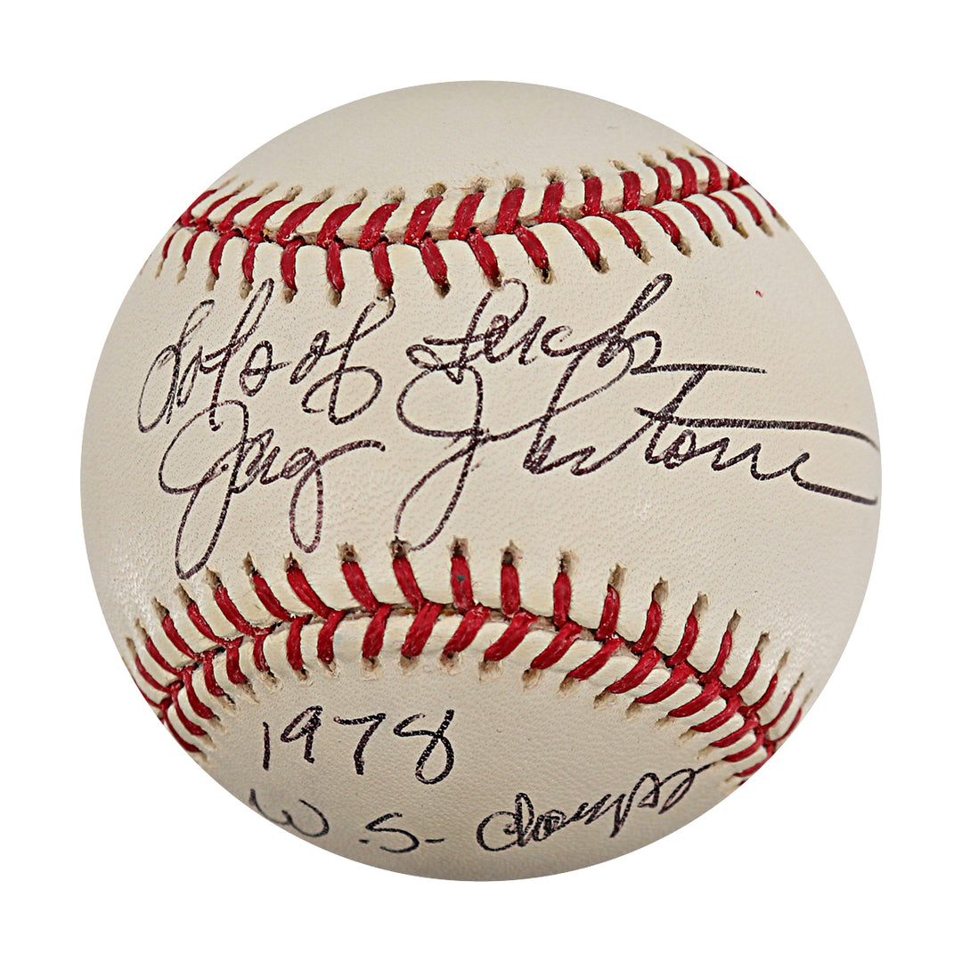 Jay Johnstone New York Yankees Autographed Inscribed OMLB Baseball JSA COA