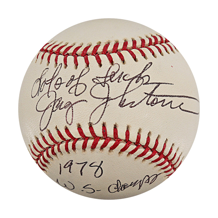 Jay Johnstone New York Yankees Autographed Inscribed OMLB Baseball JSA COA