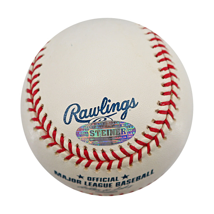 Eli Manning Tiki Barber New York Giants Autographed OMLB Baseball Steiner COA