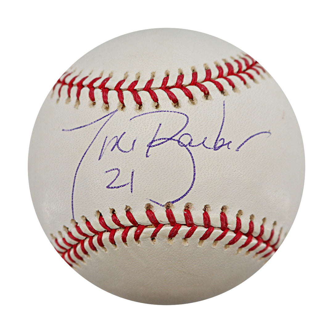 Tiki Barber New York Giants Autographed OMLB Baseball Steiner COA
