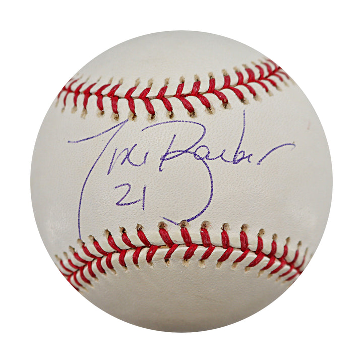 Tiki Barber New York Giants Autographed OMLB Baseball Steiner COA