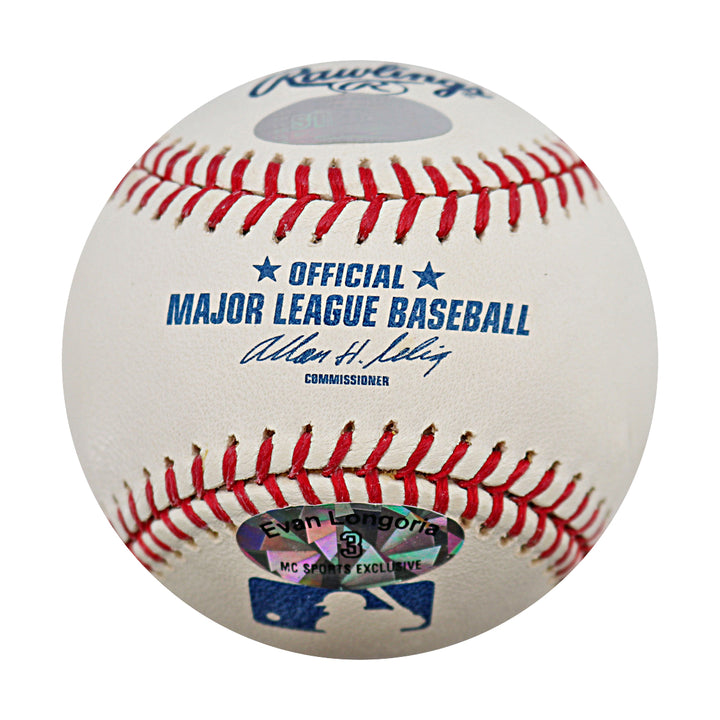 Evan Longoria Tampa Bay Rays Autographed OMLB Baseball Steiner COA