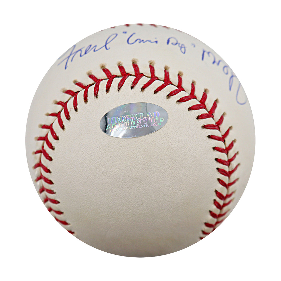 Fred McGriff Rays Braves Autographed Inscribed OMLB Baseball IronClad Auth Holo
