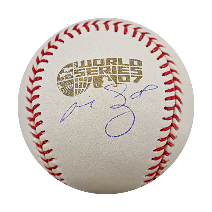 Manny Ramirez Red Sox Autographed 2007 World Series Logo Baseball Steiner COA