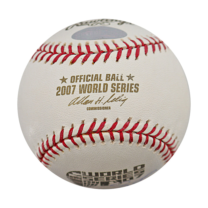 Manny Ramirez Red Sox Autographed 2007 World Series Logo Baseball Steiner COA