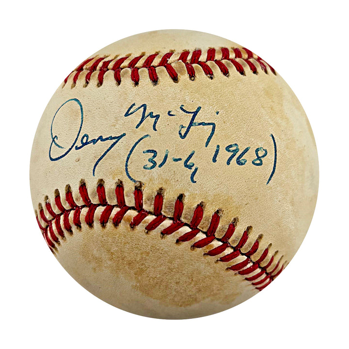 Denny McLain Detroit Tigers Autographed Inscribed OAL Baseball JSA COA