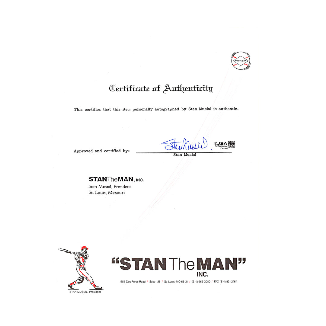 Stan Musial St Louis Cardinals Autographed Cut JSA COA