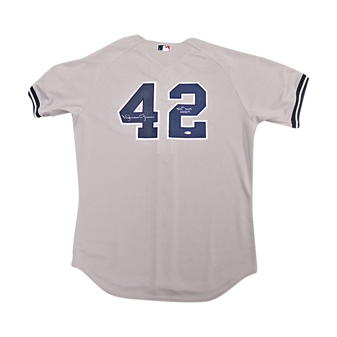 Mariano Rivera Yankees Autographed Inscribed Majestic Road Jersey Steiner COA