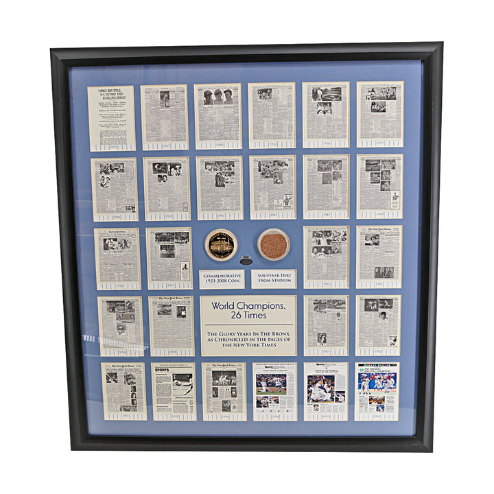New York Yankees World Series Framed Stadium Dirt & Coin Collage Steiner LOA