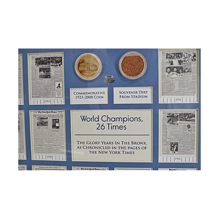 New York Yankees World Series Framed Stadium Dirt & Coin Collage Steiner LOA