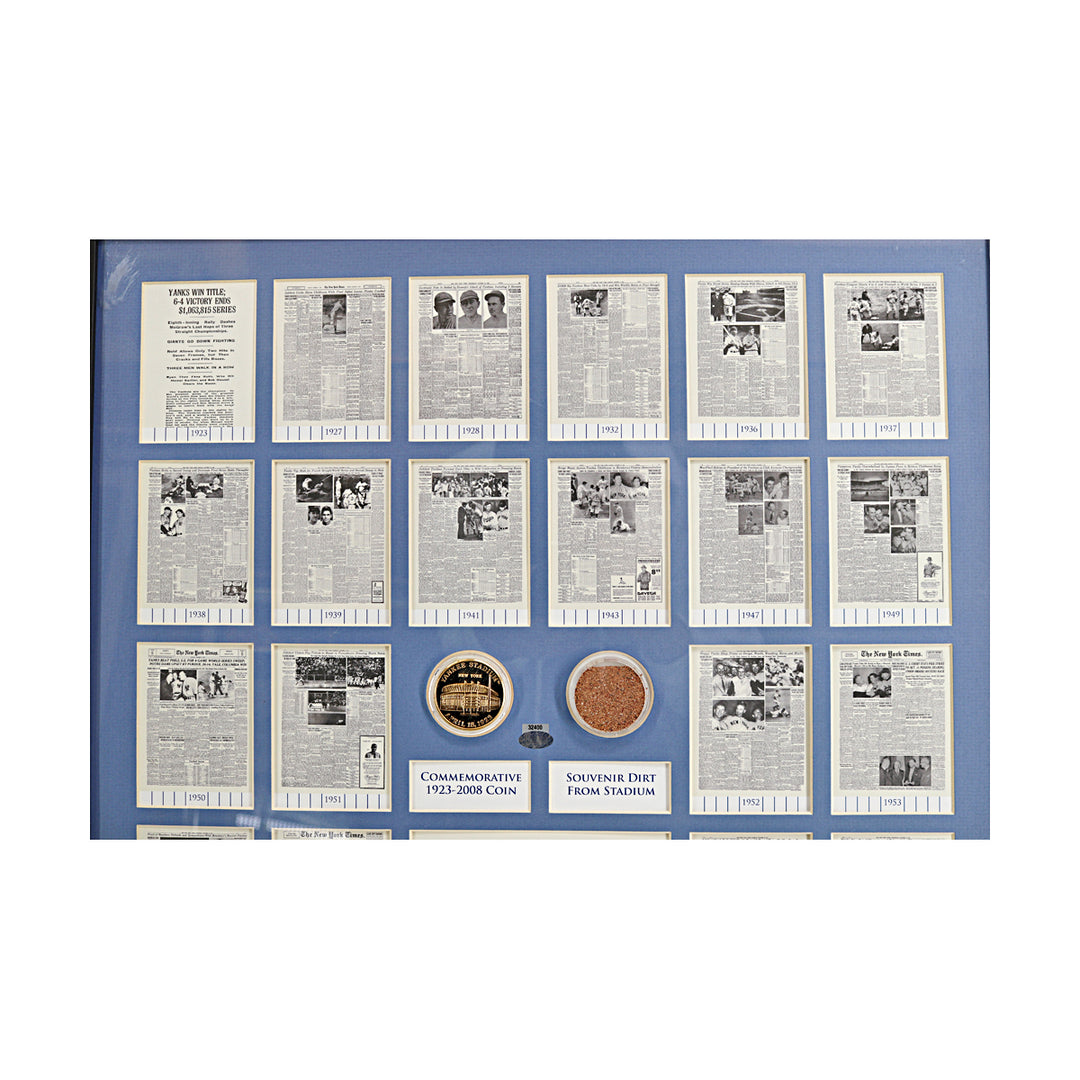 New York Yankees World Series Framed Stadium Dirt & Coin Collage Steiner LOA