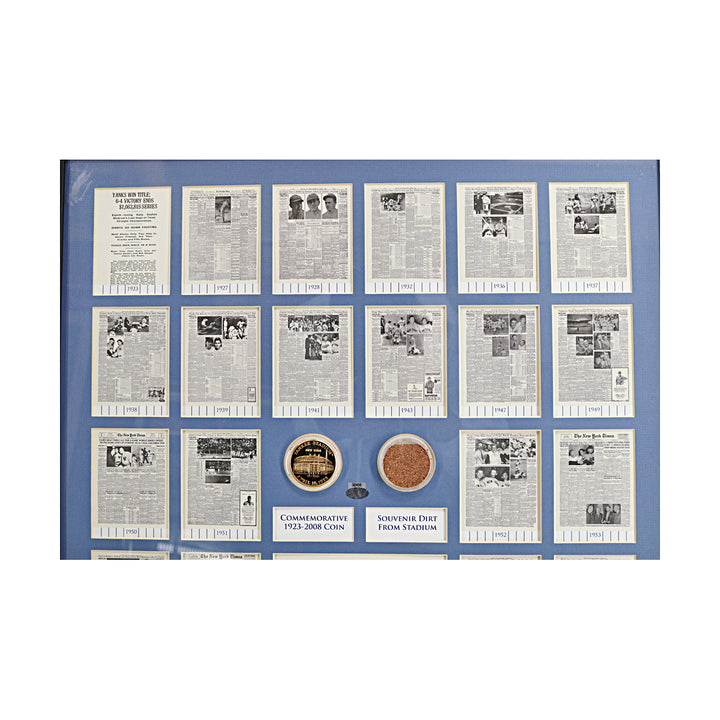 New York Yankees World Series Framed Stadium Dirt & Coin Collage Steiner LOA