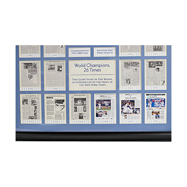 New York Yankees World Series Framed Stadium Dirt & Coin Collage Steiner LOA