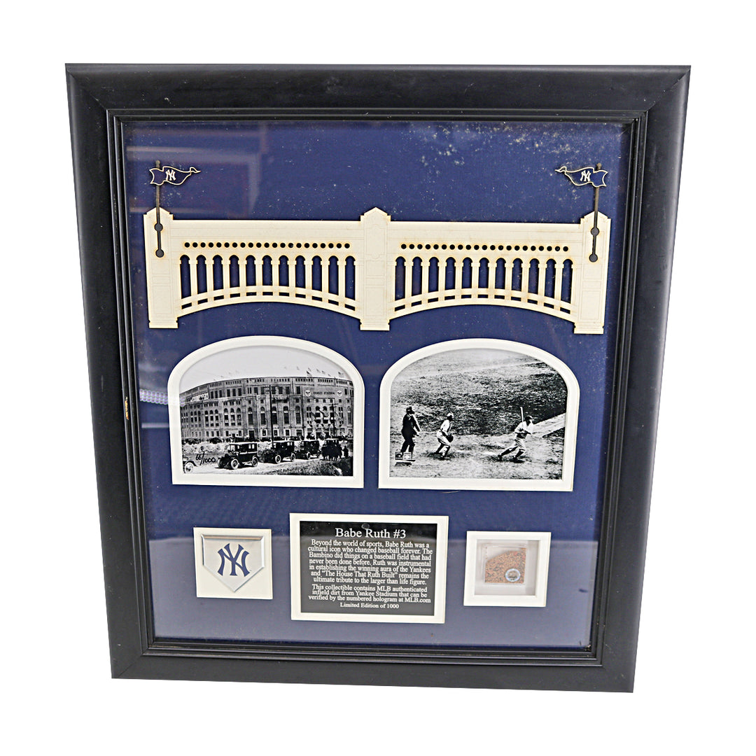 Babe Ruth New York Yankees Framed Game Used Dirt 12x14 Collage MLB Holo