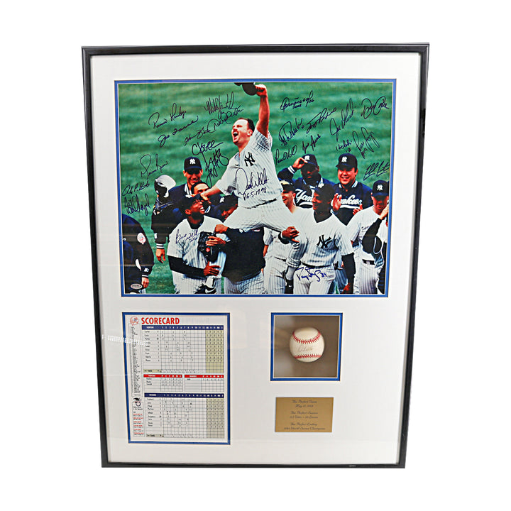 David Wells PG Yankees Team Signed Framed 16x20 & Baseball 23 Autos Steiner