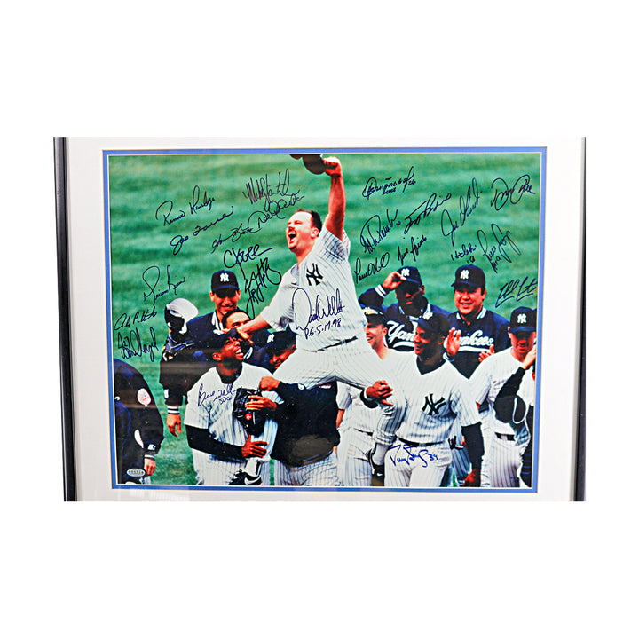 David Wells PG Yankees Team Signed Framed 16x20 & Baseball 23 Autos Steiner