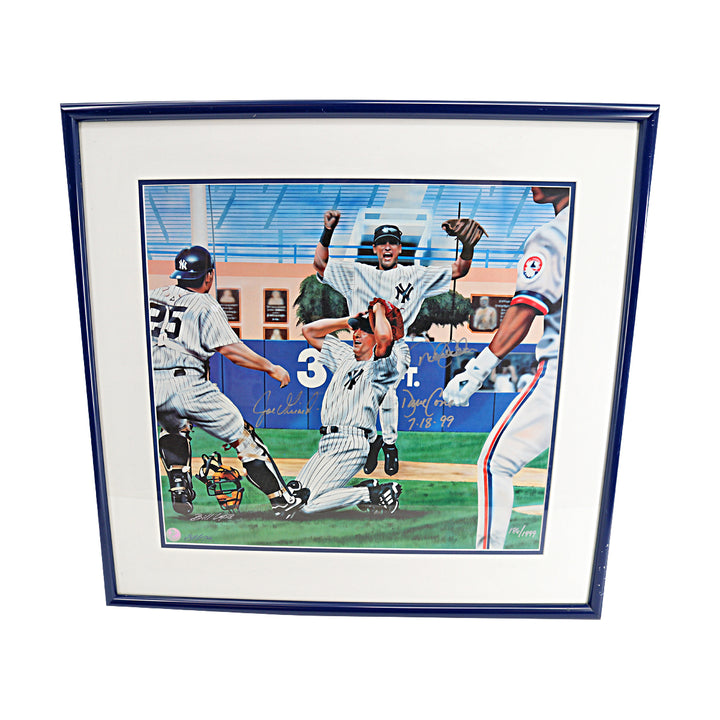 Jeter Cone Girardi Yankees Multi Signed Framed PG 16x20 /1999 All American LOA