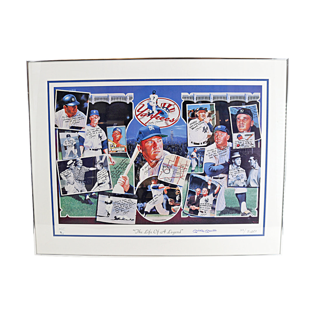 Mickey Mantle Yankees Autographed Framed 23x30 Litho LE/2401 All American LOA