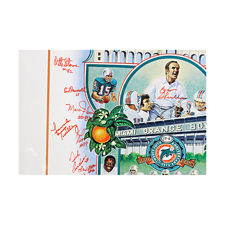 1972 Dolphins Undefeated Multi Signed Framed Litho 26x33 /1972 All American LOA