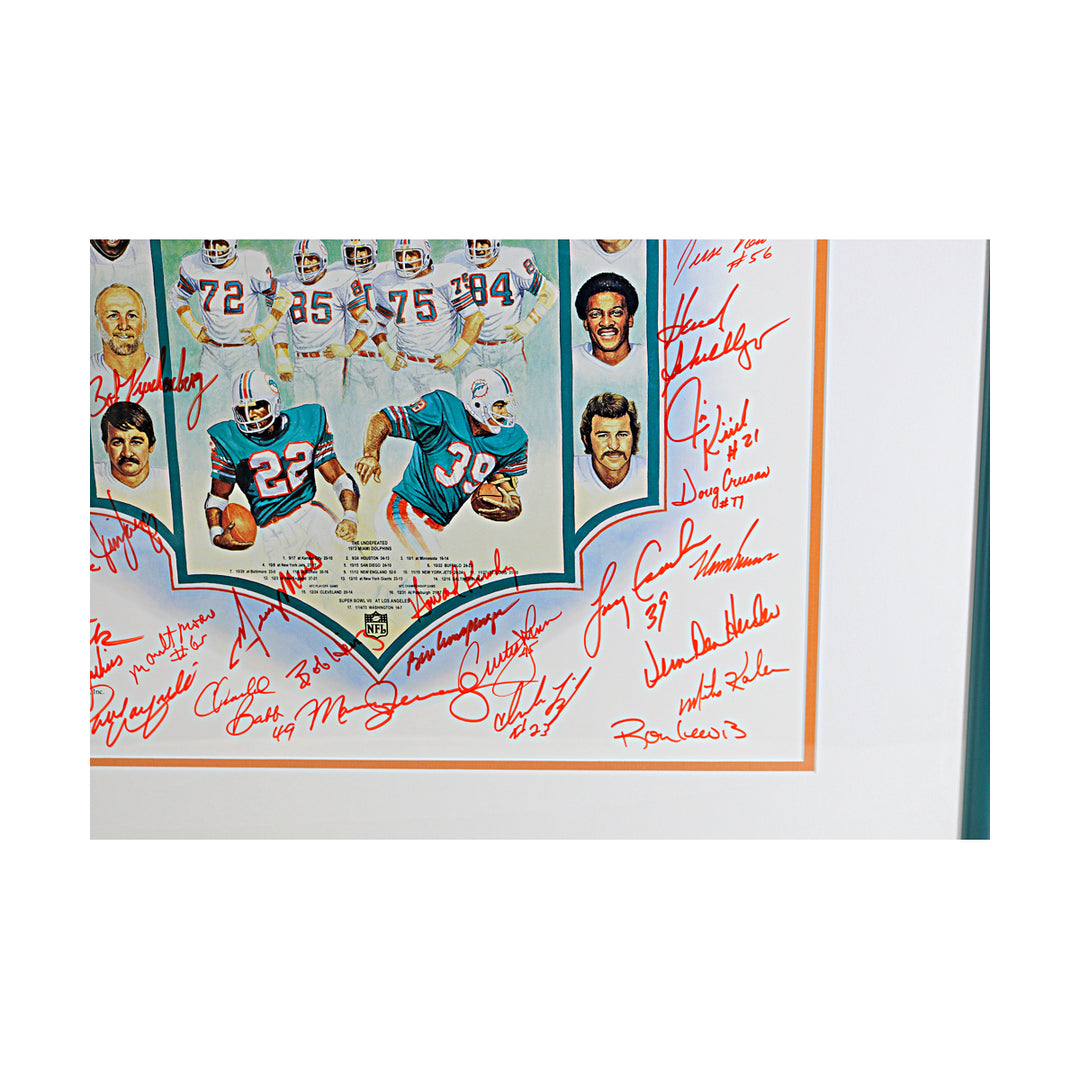 1972 Dolphins Undefeated Multi Signed Framed Litho 26x33 /1972 All American LOA