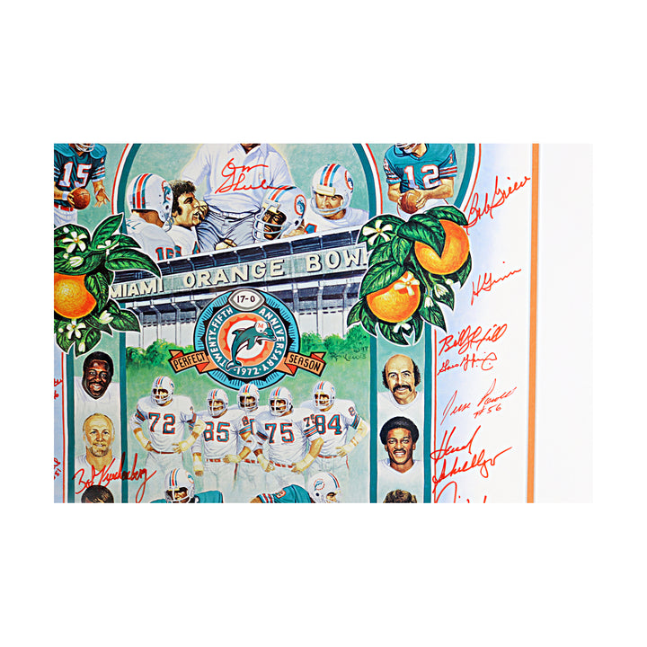 1972 Dolphins Undefeated Multi Signed Framed Litho 26x33 /1972 All American LOA