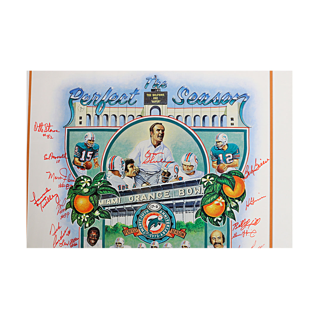 1972 Dolphins Undefeated Multi Signed Framed Litho 26x33 /1972 All American LOA