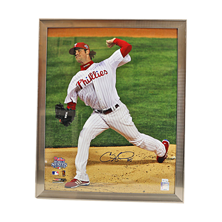 Cole Hamels Phillies Autographed Framed World Series 16x20 Photo MLB Auth