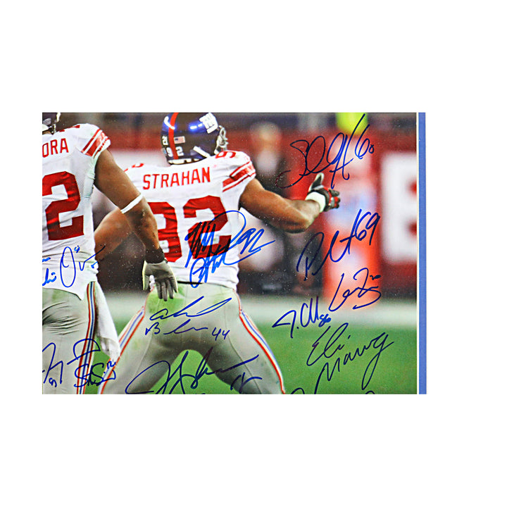 Giants 07 Super Bowl Champions Team Signed Framed 16x20 Photo LE/55 Steiner COA