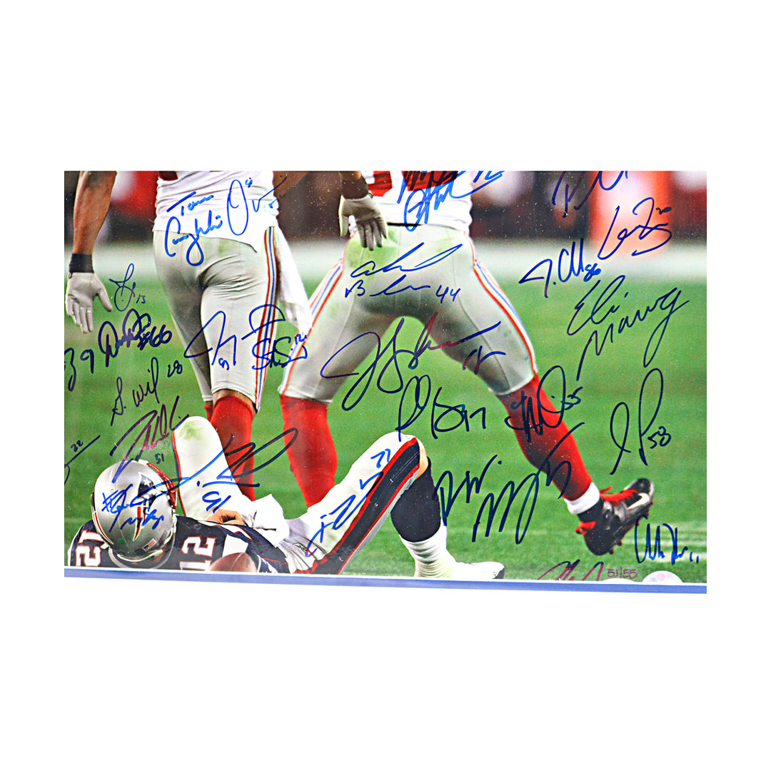 Giants 07 Super Bowl Champions Team Signed Framed 16x20 Photo LE/55 Steiner COA