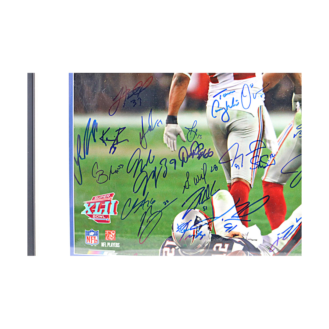Giants 07 Super Bowl Champions Team Signed Framed 16x20 Photo LE/55 Steiner COA