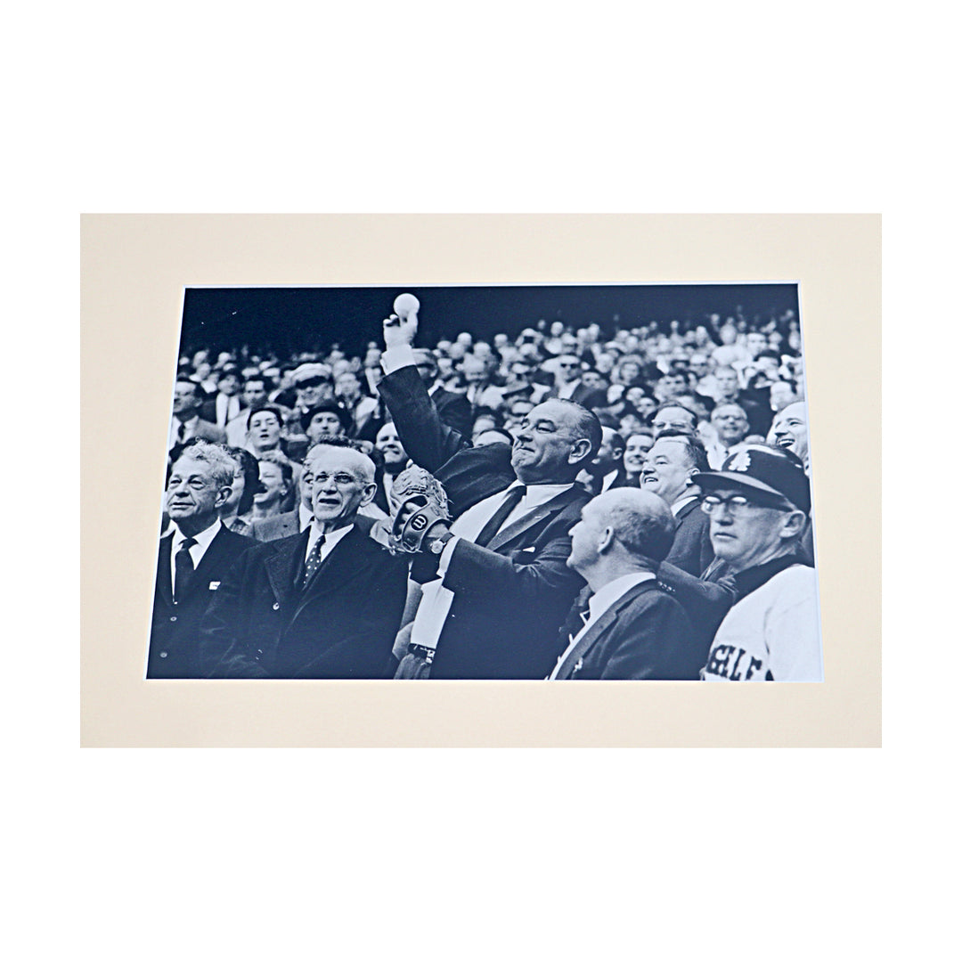 President Lyndon B Johnson 1967 First Pitch Framed 8x10 Photo