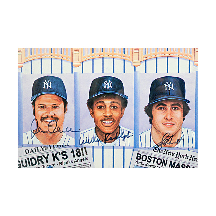 1978 Yankees Team Multi Signed Framed Ron Lewis Litho /78 30x36 All American LOA