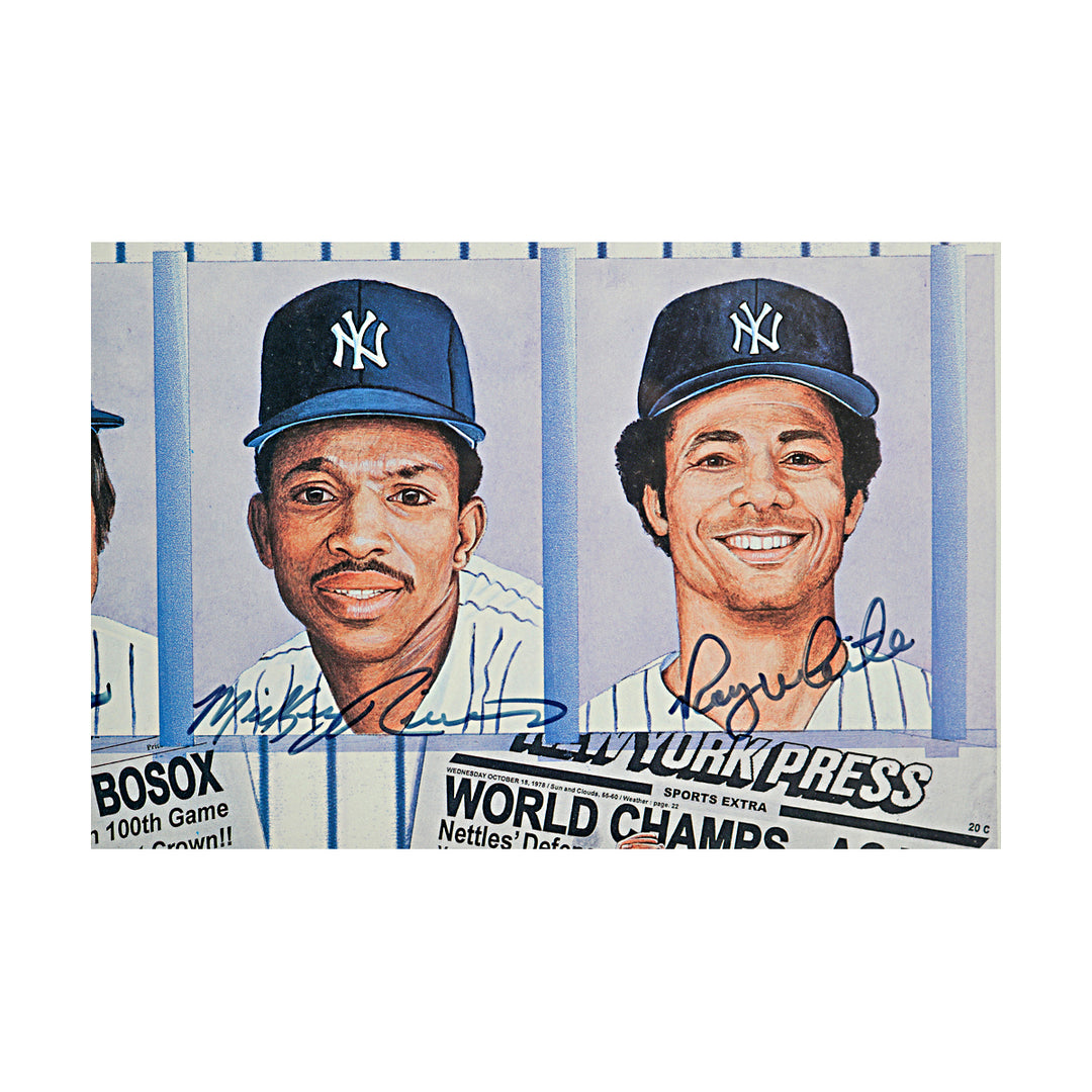 1978 Yankees Team Multi Signed Framed Ron Lewis Litho /78 30x36 All American LOA
